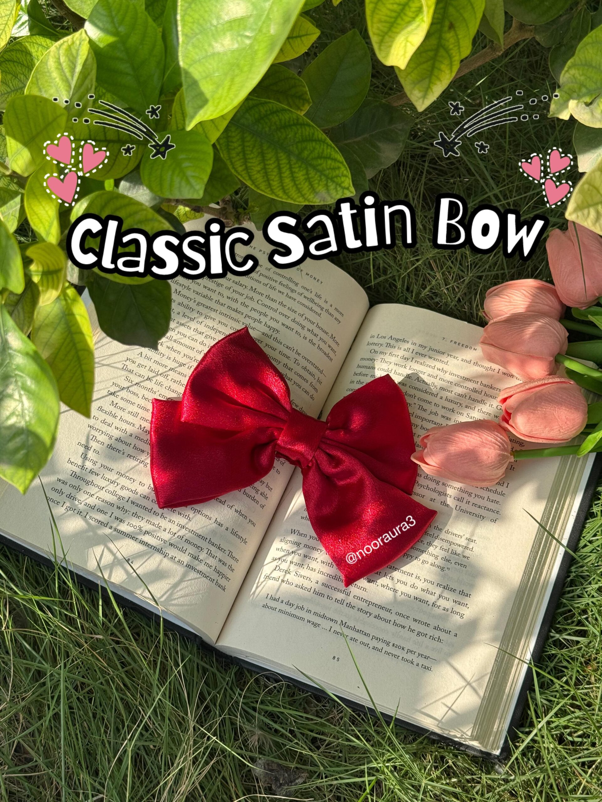 Hand-Stitched Satin Bow Hair Clip ๐โจ