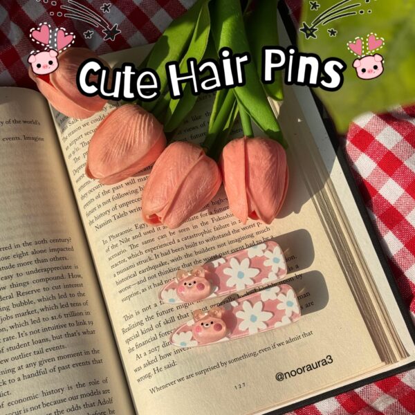 Cute Piggy Hair Pin Set 🐷🌸
