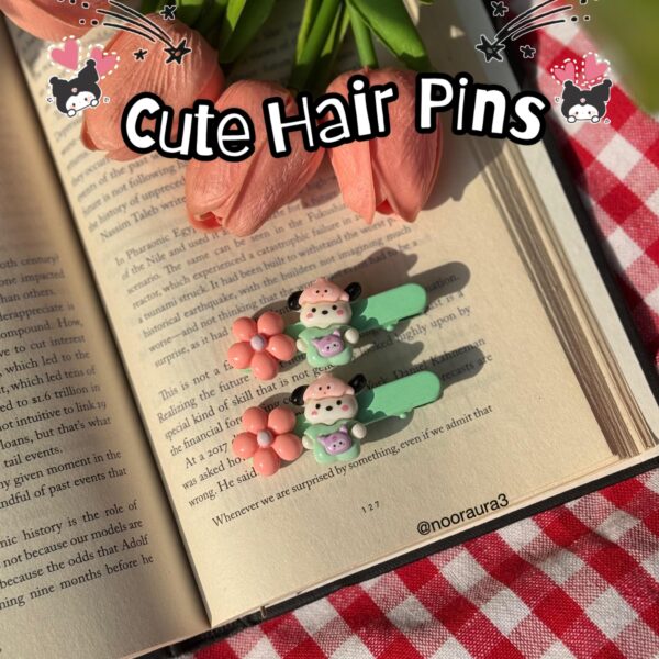 Bear & Flower Hair Pin Set 🧸🌸